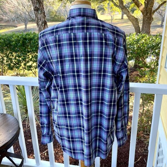 Bugatchi Plaid Long Sleeve Shirt. Size Large. - Picture 4 of 11